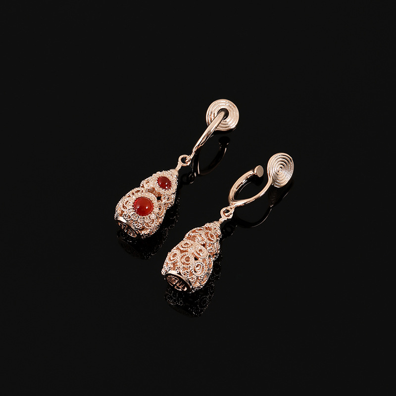 Clipsuri pentru urechi din cupru, în formă de dovleac, EH1387, placare electro, stil chinezesc, retro literar, accesorii pentru femei