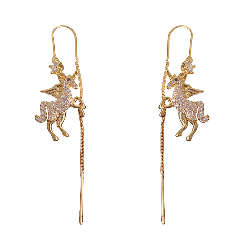 Pegazus Zodiákus fülbevalók, réz, egyszerű stílus, tél 2025 kiadás