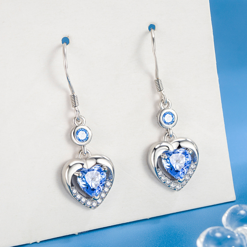 Cercei - cupru, Weihua, în formă de inimă, Iarna 2022, H63 Ocean Heart