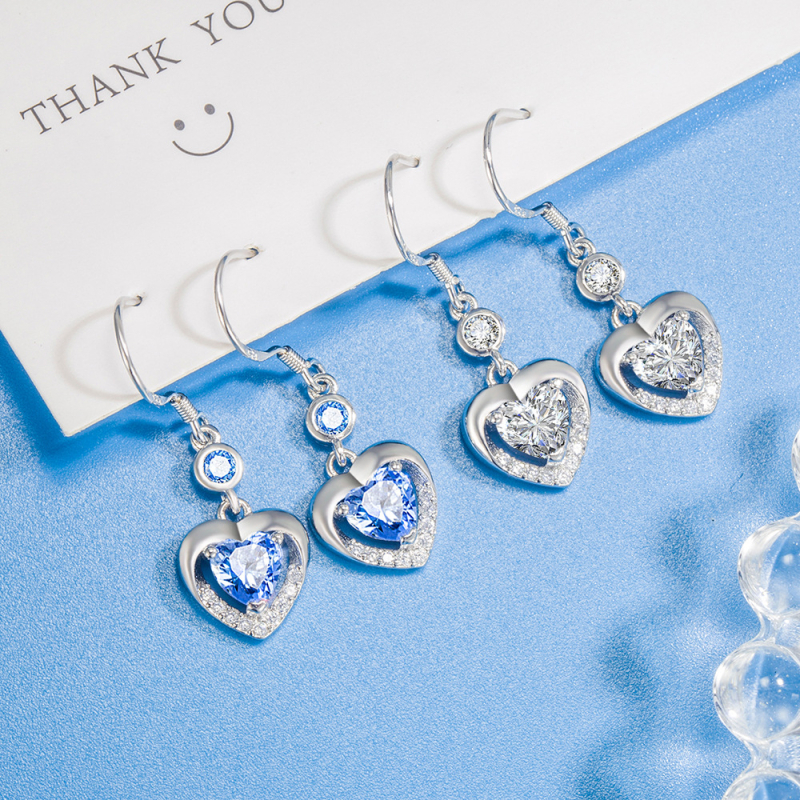 Cercei - cupru, Weihua, în formă de inimă, Iarna 2022, H63 Ocean Heart