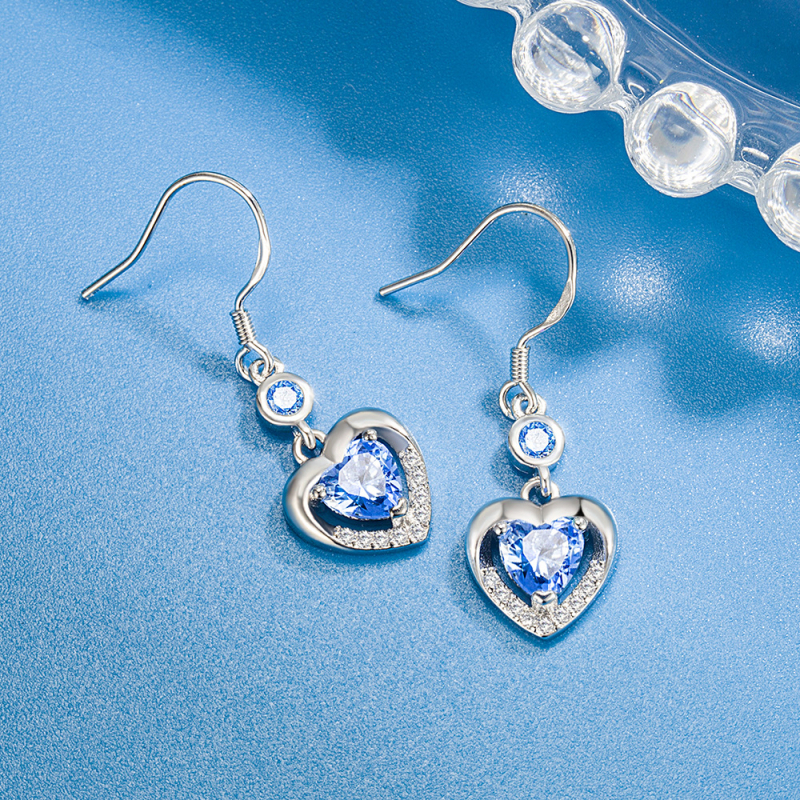 Cercei - cupru, Weihua, în formă de inimă, Iarna 2022, H63 Ocean Heart