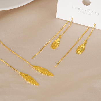 Naušnice s dizajnom listova, legura, brend Golden World, stil Fashion OL, za žene, proljeće 2023