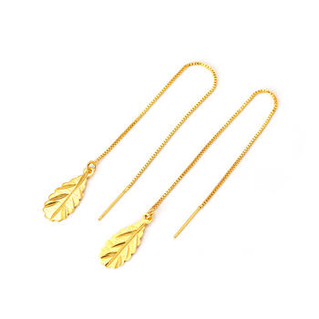 Naušnice s dizajnom listova, legura, brend Golden World, stil Fashion OL, za žene, proljeće 2023