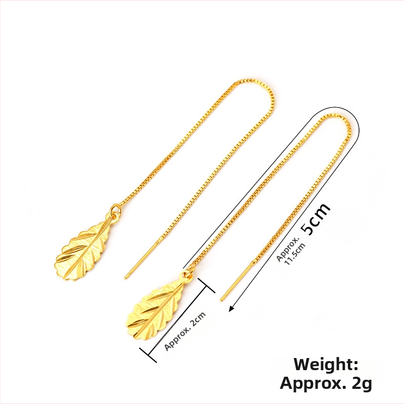 Náušnice s listovým dizajnom, zliatina, značka Golden World, štýl Fashion OL, pre ženy, jar 2023