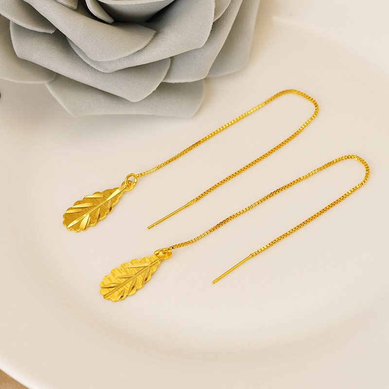 Naušnice s dizajnom listova, legura, brend Golden World, stil Fashion OL, za žene, proljeće 2023