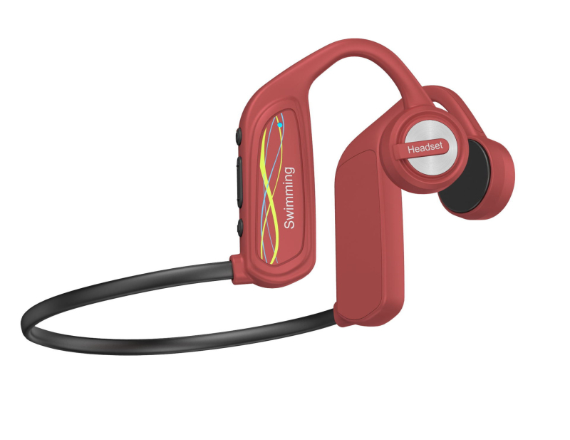 K9 Cască cu conducție osoasă, montată pe cap, IP68 impermeabil, 16GB memorie, Bluetooth