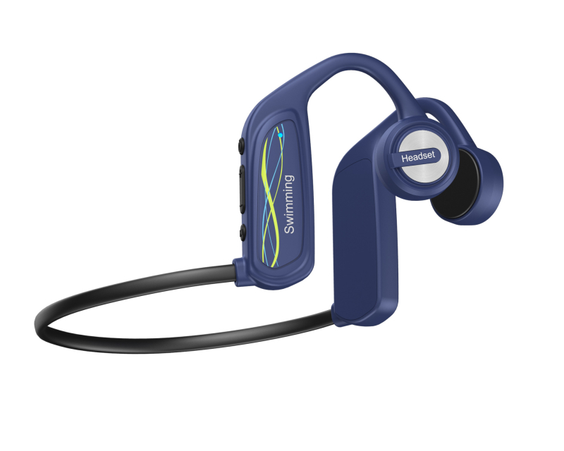 K9 Cască cu conducție osoasă, montată pe cap, IP68 impermeabil, 16GB memorie, Bluetooth