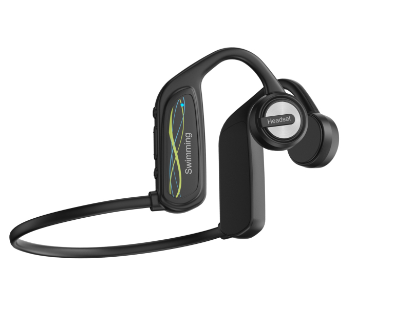 K9 Cască cu conducție osoasă, montată pe cap, IP68 impermeabil, 16GB memorie, Bluetooth