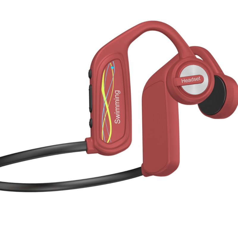 K9 Cască cu conducție osoasă, montată pe cap, IP68 impermeabil, 16GB memorie, Bluetooth