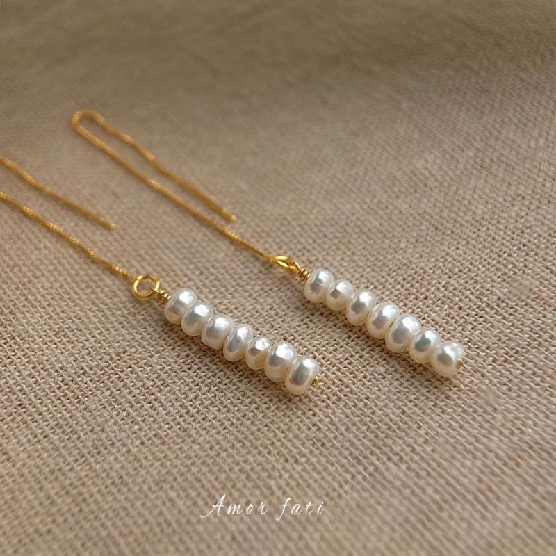 Cercei cu perle de apă dulce, stil geometric minimalist, lucrate manual, origine Yiwu