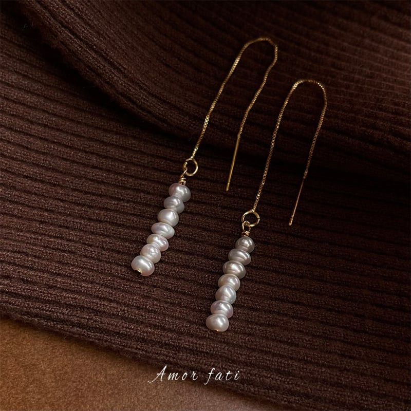 Cercei cu perle de apă dulce, stil geometric minimalist, lucrate manual, origine Yiwu