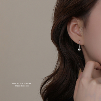 Cercei din argint Sterling cu perle naturale de apă dulce, design ciucuri, Yun xiaoshu, pentru femei
