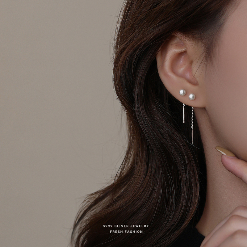 Cercei din argint Sterling cu perle naturale de apă dulce, design ciucuri, Yun xiaoshu, pentru femei