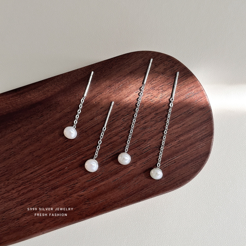 Cercei din argint Sterling cu perle naturale de apă dulce, design ciucuri, Yun xiaoshu, pentru femei