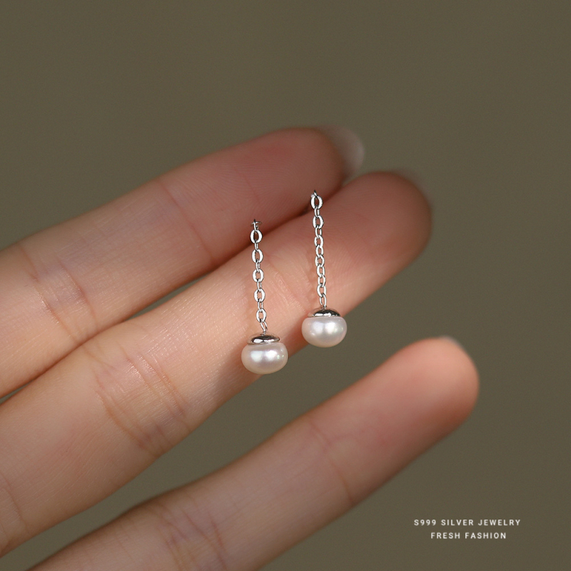 Cercei din argint Sterling cu perle naturale de apă dulce, design ciucuri, Yun xiaoshu, pentru femei