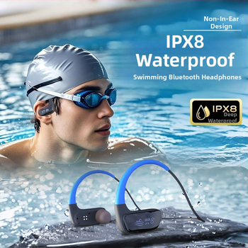 Căști cu conducție osoasă pentru înot - wireless, IPX8 impermeabile, Bluetooth 5.4, rază de 10 m, autonomie baterie peste 8 ore, sunet stereo