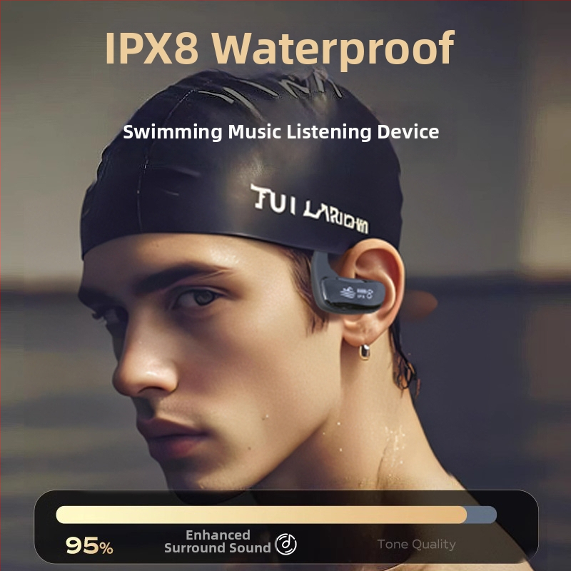 Căști cu conducție osoasă pentru înot - wireless, IPX8 impermeabile, Bluetooth 5.4, rază de 10 m, autonomie baterie peste 8 ore, sunet stereo