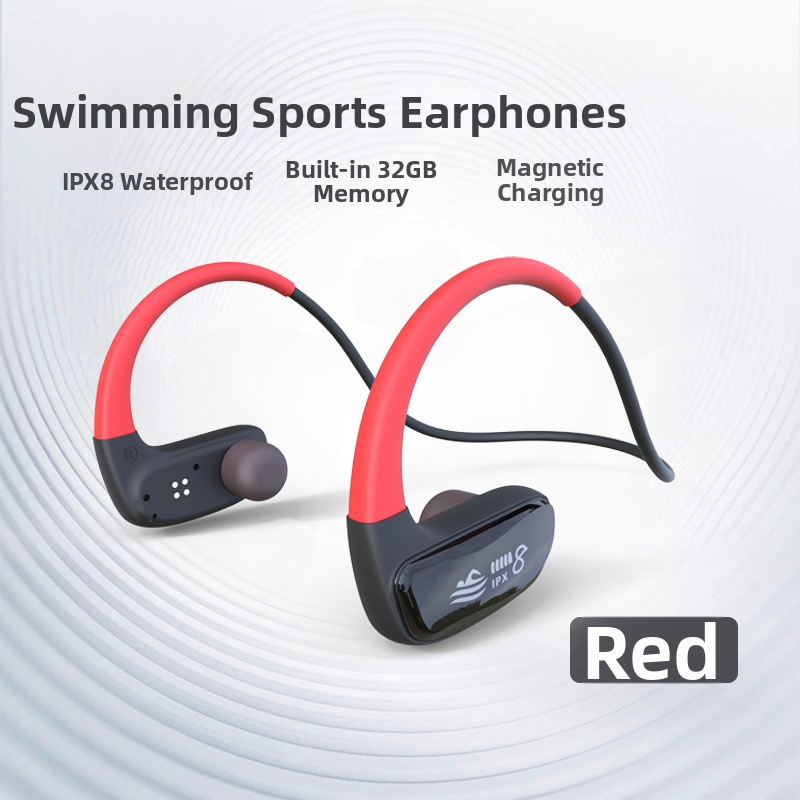 Căști cu conducție osoasă pentru înot - wireless, IPX8 impermeabile, Bluetooth 5.4, rază de 10 m, autonomie baterie peste 8 ore, sunet stereo