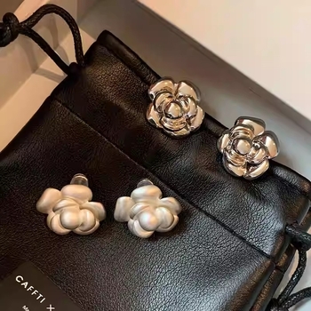 Posh cercei cu floare de camelia, cupru acoperit, știfturi din argint 925, placare electroplată, stil lux ușor