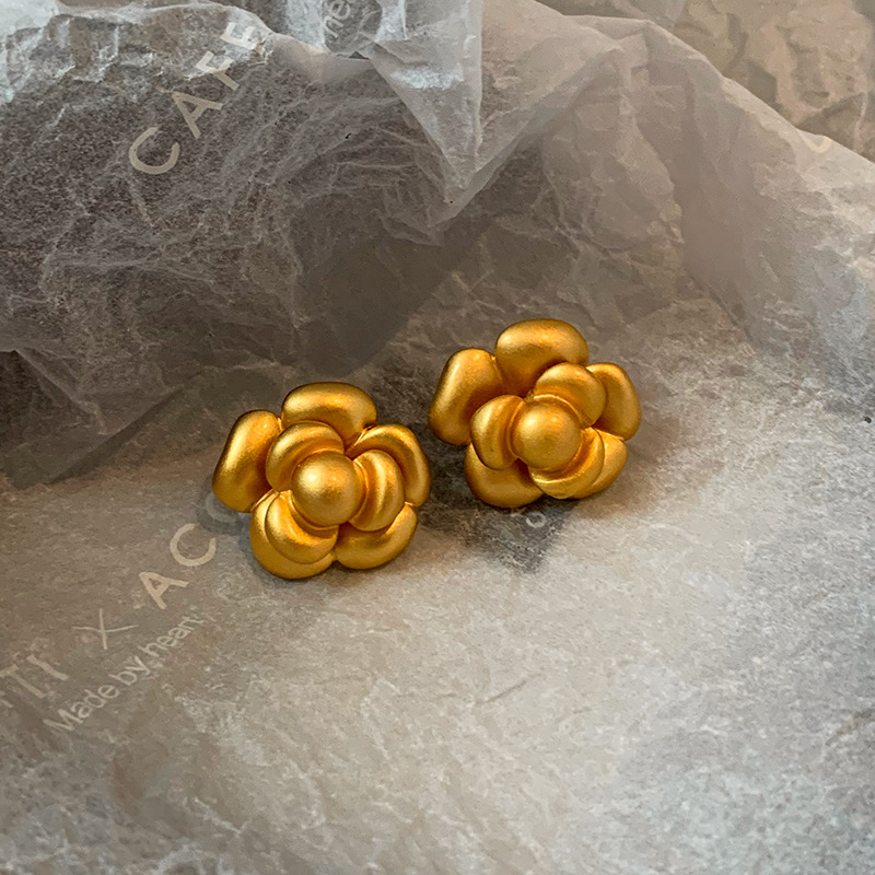 Posh cercei cu floare de camelia, cupru acoperit, știfturi din argint 925, placare electroplată, stil lux ușor