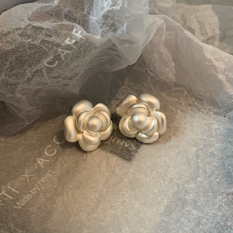 Posh cercei cu floare de camelia, cupru acoperit, știfturi din argint 925, placare electroplată, stil lux ușor