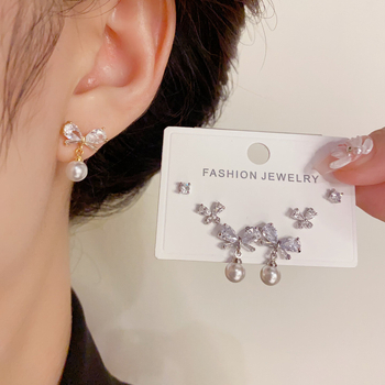 Cercei stud Bow din cupru, placare cu aur, Korean Dupin