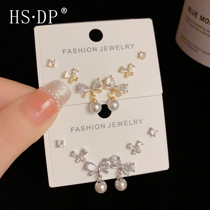 Cercei stud Bow din cupru, placare cu aur, Korean Dupin