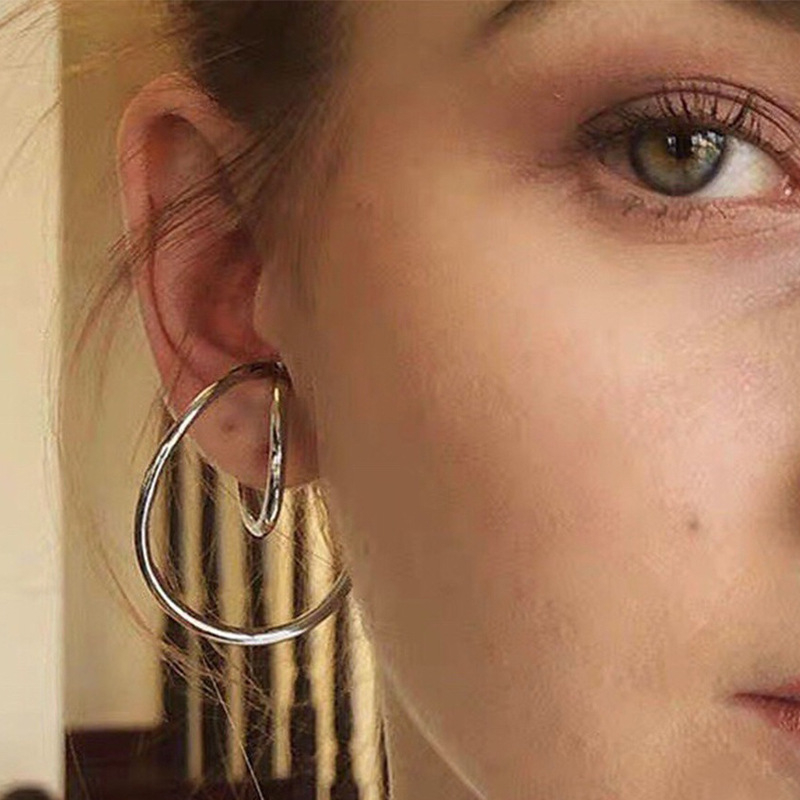 Naušnice s klipsom za uho – bakar, geometrijski kružni oblik, elektroplatirano, Diluxury jewelry