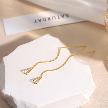 Fülbevaló, 925-ös ezüst, csepp alak, koreai stílus, friss és édes