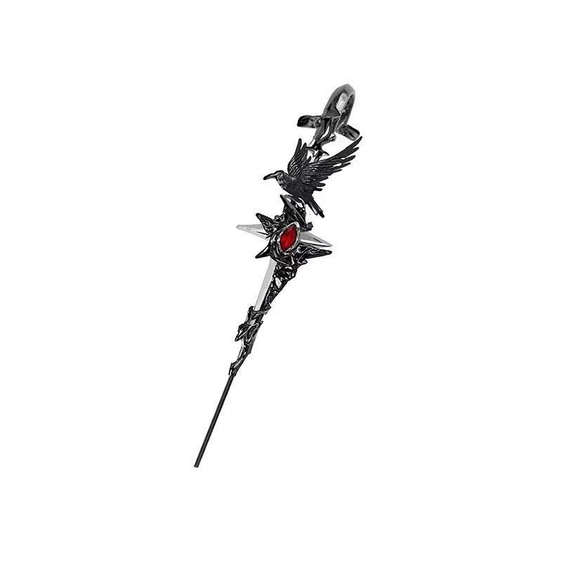 Cercei – Seria Spinii, Corbul Negru, Cercei cu încrustații rhinestones, Cupru, placare electrolitică, Origine Yiwu