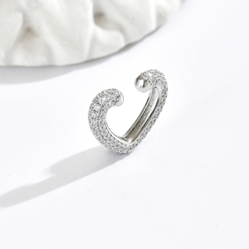 Manșete de urechi din cupru cu zirconiu încrustat, formă inimă, design original, clipsuri în formă de U pentru femei