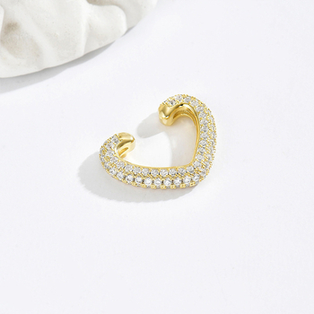 Manșete de urechi din cupru cu zirconiu încrustat, formă inimă, design original, clipsuri în formă de U pentru femei