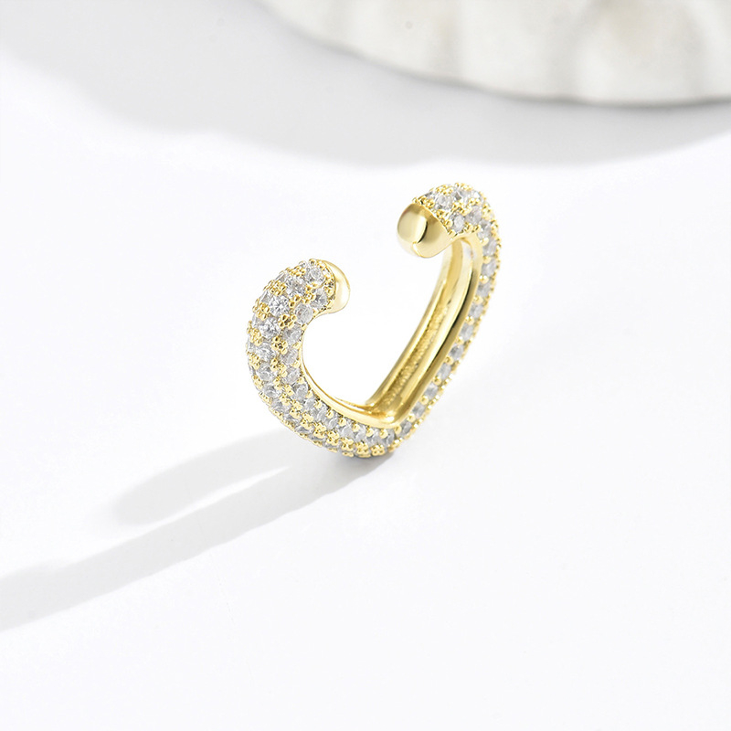 Manșete de urechi din cupru cu zirconiu încrustat, formă inimă, design original, clipsuri în formă de U pentru femei