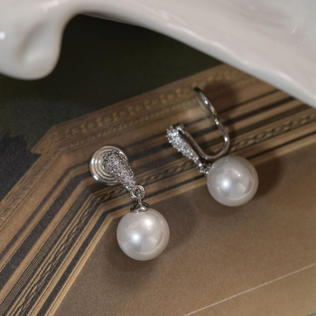 Cercei picătură din cupru placat cu argint, formă picătură, electroplatare, brand Yu meiren, stil Old Money