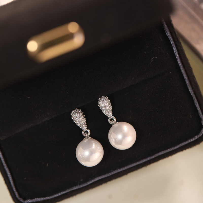 Cercei picătură din cupru placat cu argint, formă picătură, electroplatare, brand Yu meiren, stil Old Money