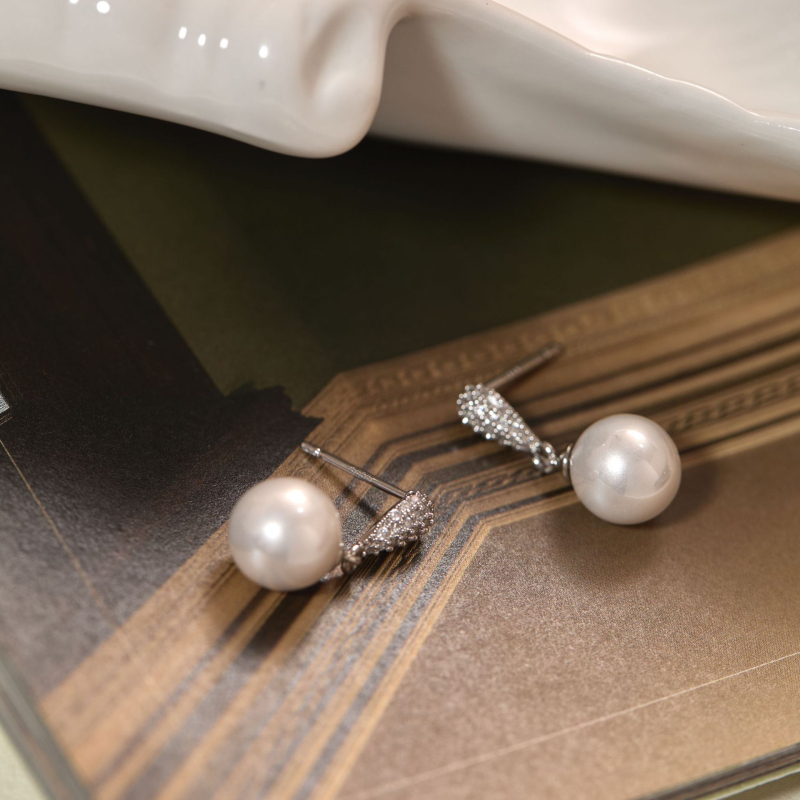 Cercei picătură din cupru placat cu argint, formă picătură, electroplatare, brand Yu meiren, stil Old Money