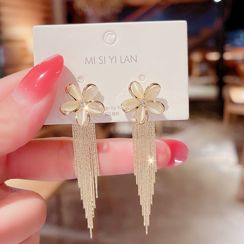 Haige fülbevalók – növényi virággal díszített design, ötvözet, elektroplattált, japán-koreai stílus