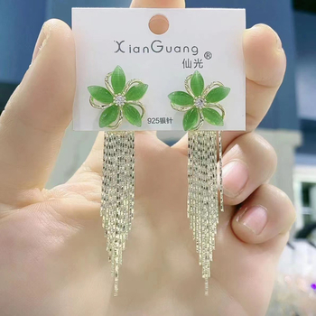 Haige fülbevalók – növényi virággal díszített design, ötvözet, elektroplattált, japán-koreai stílus