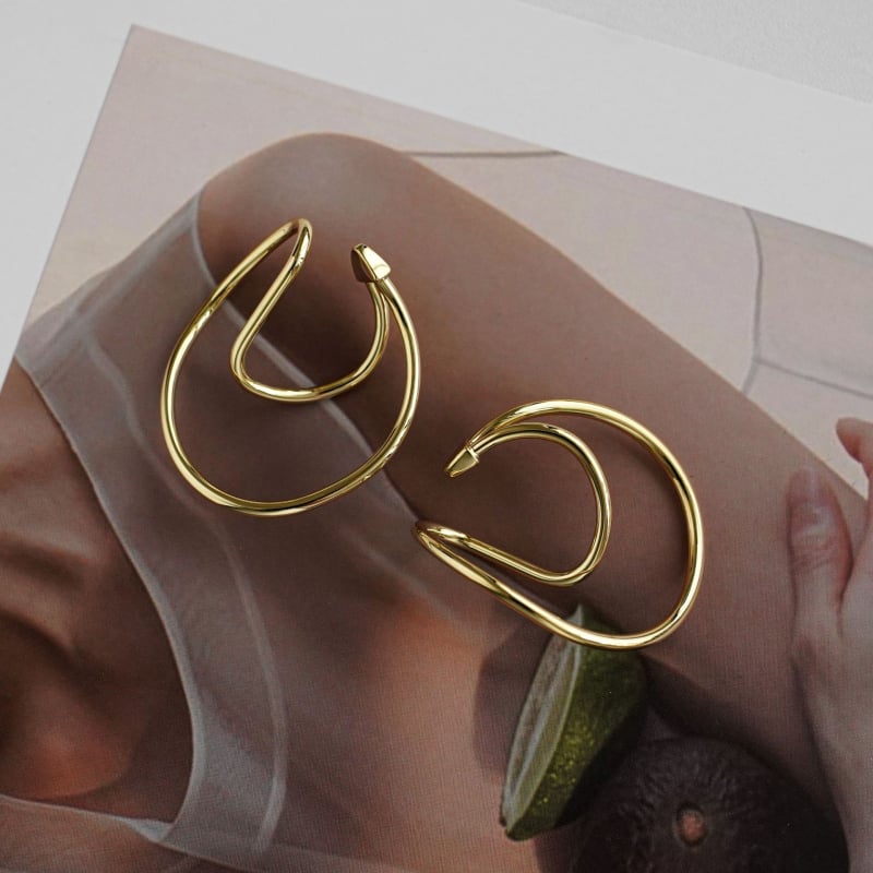 Fém geometriai fülklipszek, U alakú, elektroplattált kivitel, női ékszer