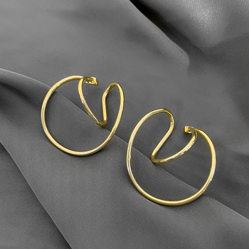 Butterfly Női fülklipsz — Geometrikus vonalak, U alakú rögzítő, vegyes anyag, elektroplattázás, középkori retro stílus