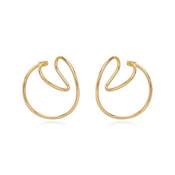 Butterfly Női fülklipsz — Geometrikus vonalak, U alakú rögzítő, vegyes anyag, elektroplattázás, középkori retro stílus