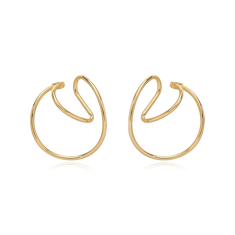 Butterfly Női fülklipsz — Geometrikus vonalak, U alakú rögzítő, vegyes anyag, elektroplattázás, középkori retro stílus