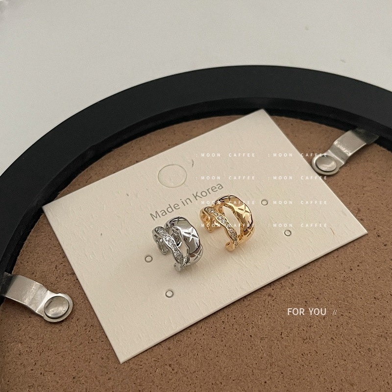 Clips pentru urechi cu cristale, stil franțuzesc vintage, formă în U geometrică, din aliaj, placare electroplating