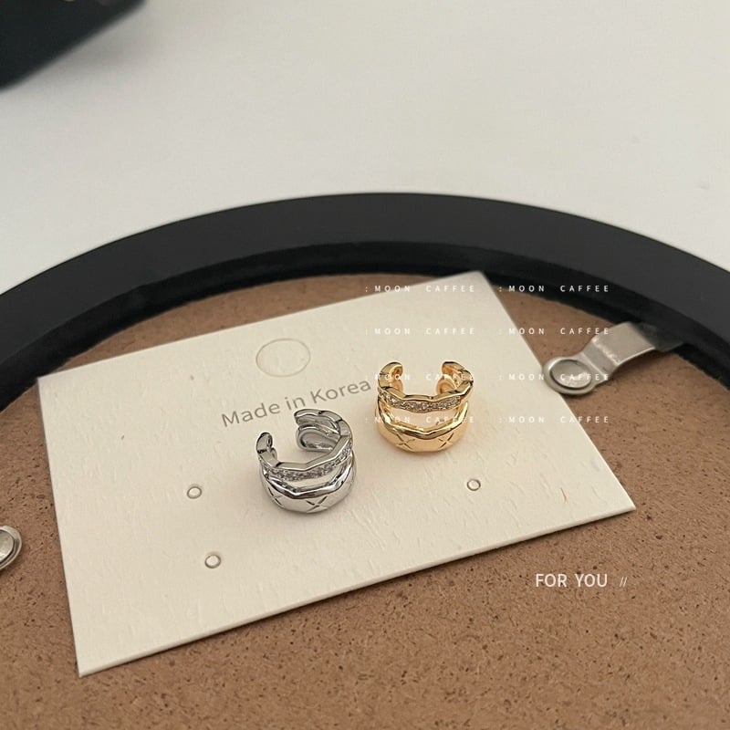 Clips pentru urechi cu cristale, stil franțuzesc vintage, formă în U geometrică, din aliaj, placare electroplating