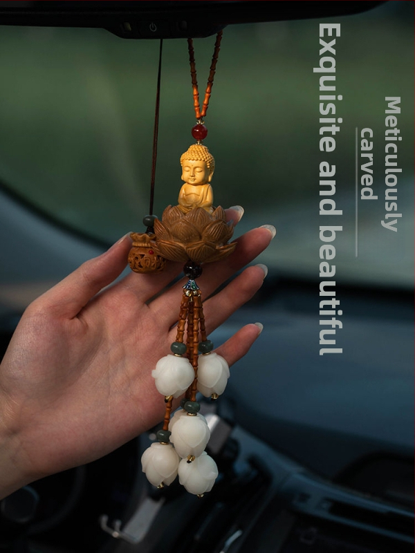 Automobilový visací dekor: kreslený Bodhi Buddha príves s motívom magnólie, zliatina, aróma funkcia