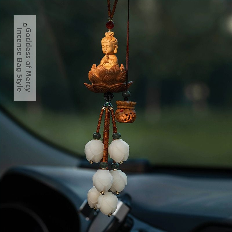 Automobilový visací dekor: kreslený Bodhi Buddha príves s motívom magnólie, zliatina, aróma funkcia