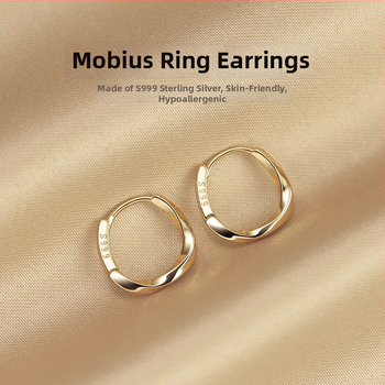 Sidabriniai apskritimo auskarai, paprastas stilius, elektroplakavimas, 2025 m. pavasaris