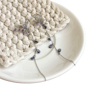 Fülbevalók - réz, U-alakú fülcsipesz, rovar-ihletésű dizájn, elektroplátolás, nőies pastoraális stílus