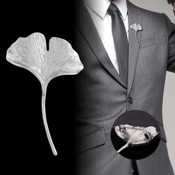 Broš s listom ginkgo — unisex, geometrijski dizajn, legura, dijamantni završetak, dekorativni dodatak