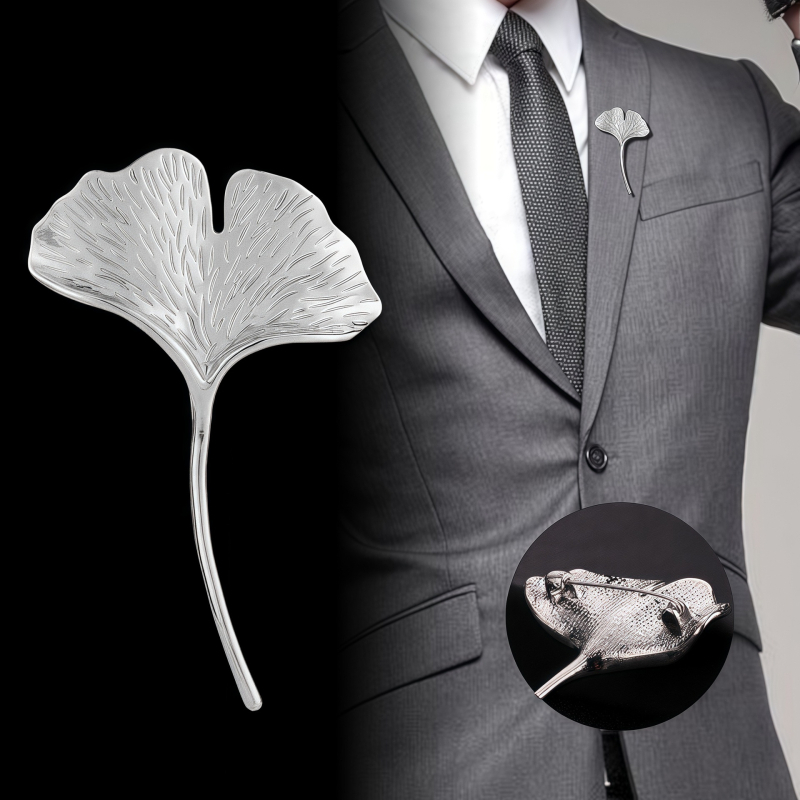 Broš s listom ginkgo — unisex, geometrijski dizajn, legura, dijamantni završetak, dekorativni dodatak